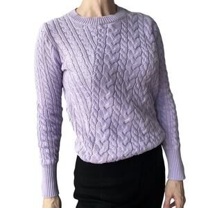 J Crew Diagonal cable-knit‎ sweater purple xs